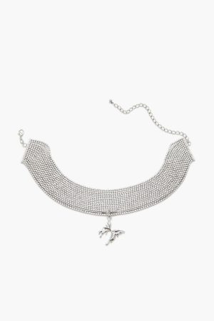 Rhinestone Butterfly Choker Necklace