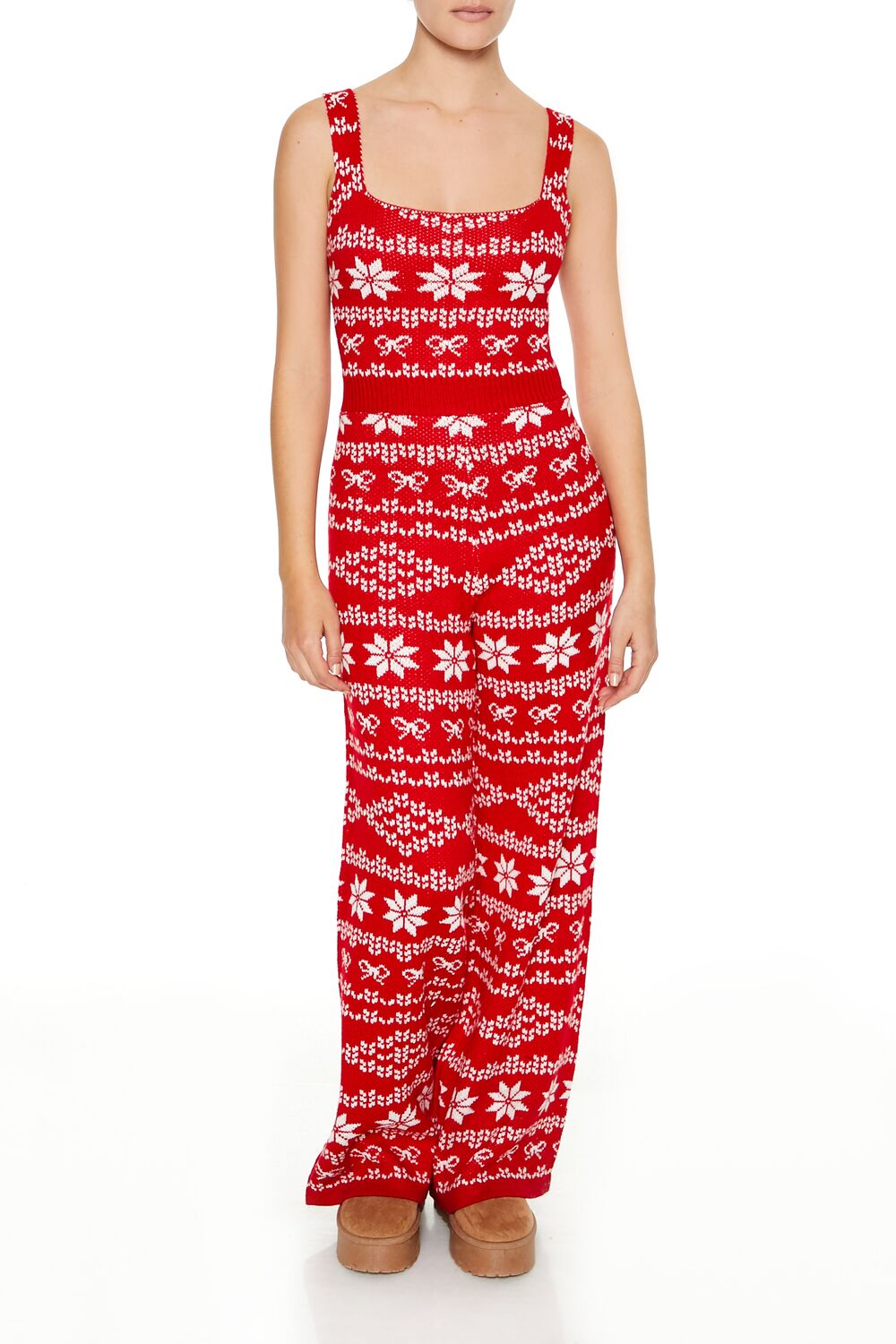 Fair Isle Sweater-Knit Jumpsuit