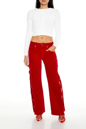 Bow Velvet Cutout Pants