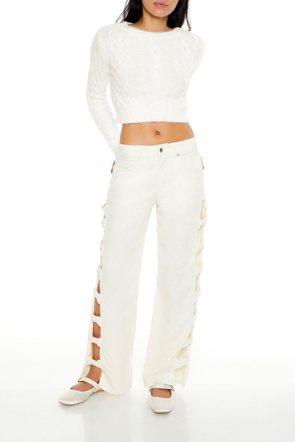 Bow Velvet Cutout Pants - Image 6