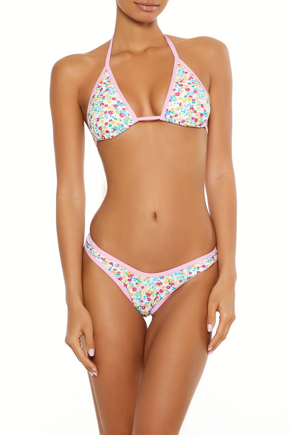 Bright Floral Contrast High Leg Bikini Bottoms - Image 3