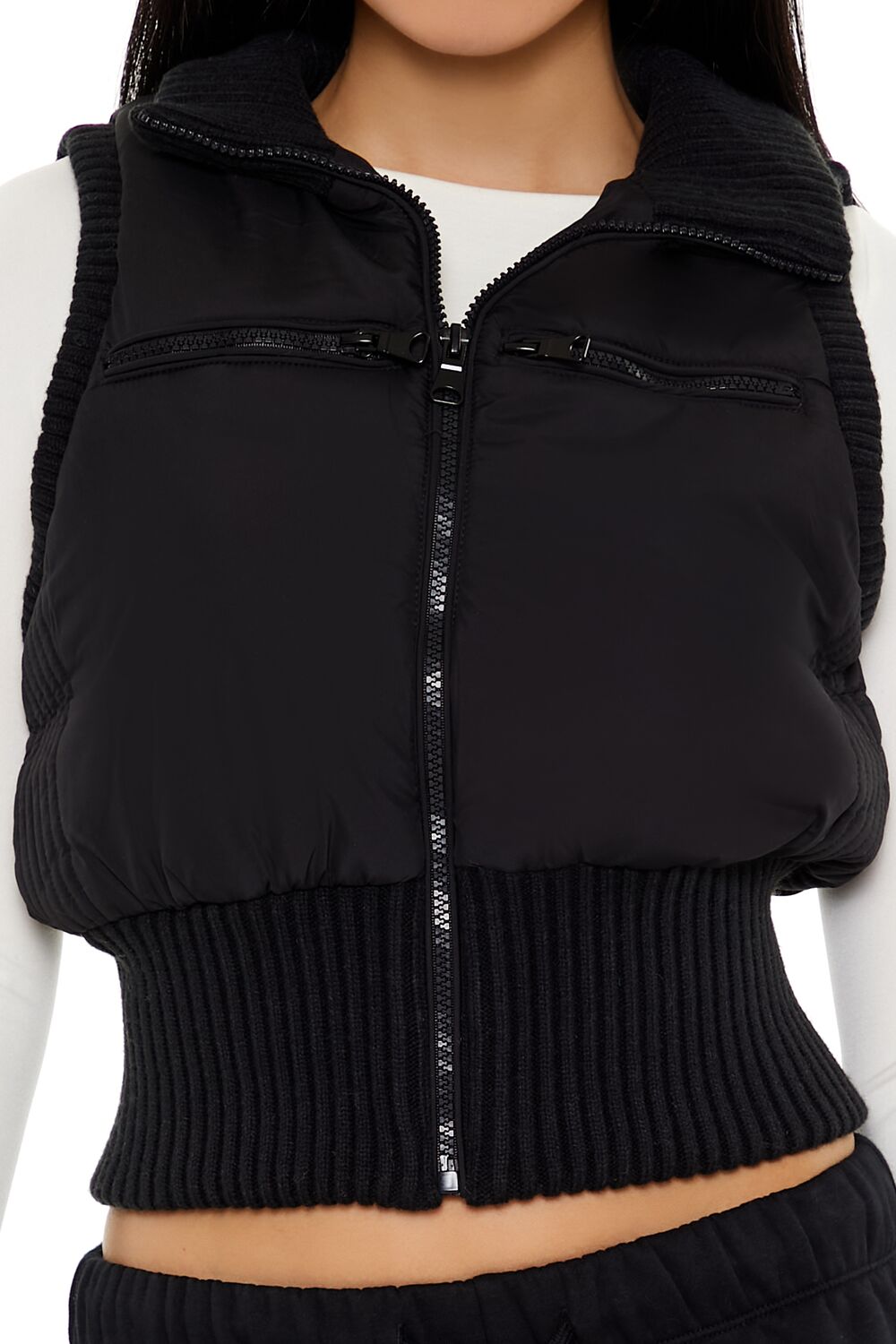 Cropped Zip-Up Vest - Image 3