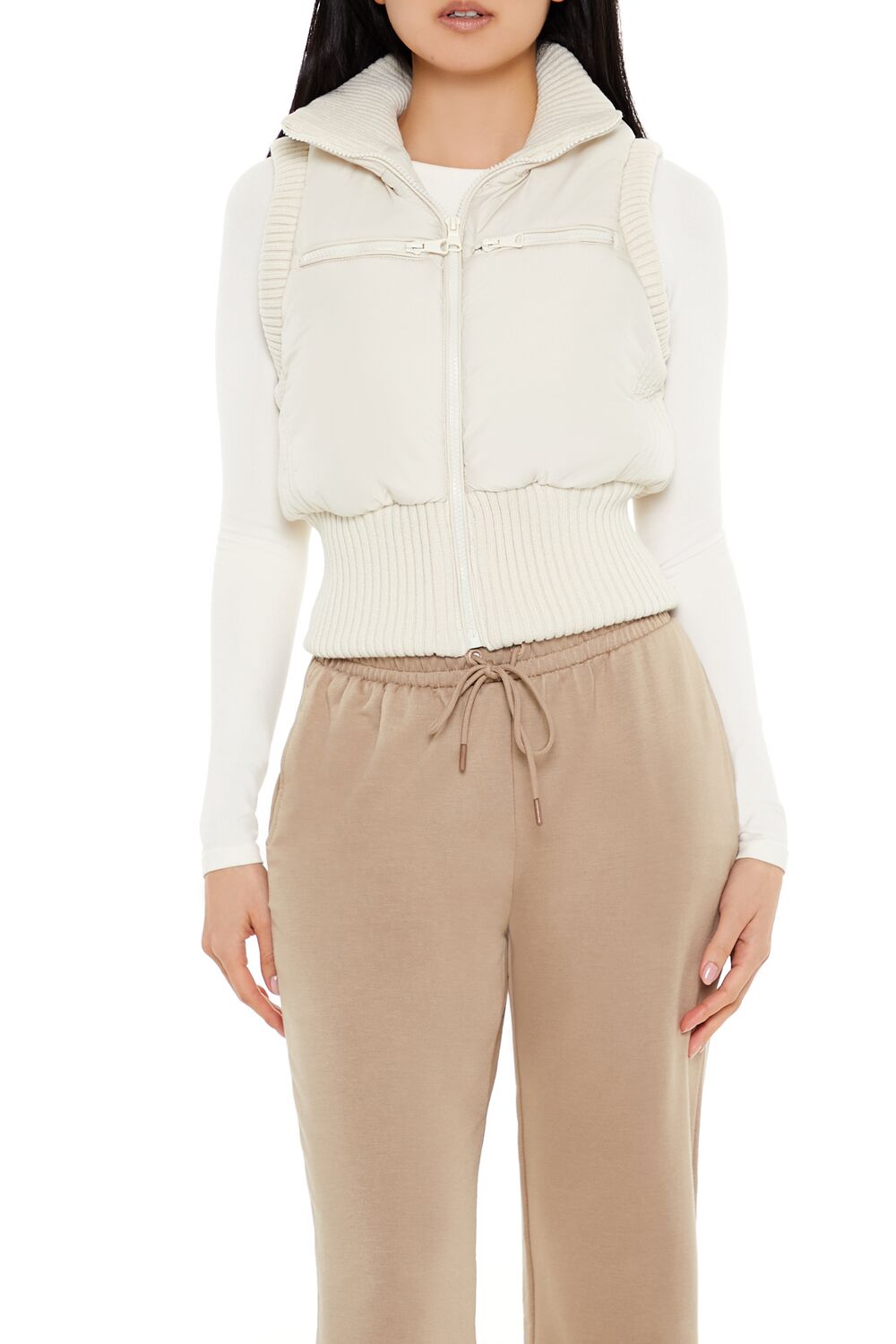 Cropped Zip-Up Vest - Image 6