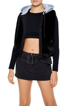 Colorblock Faux Fur Vest