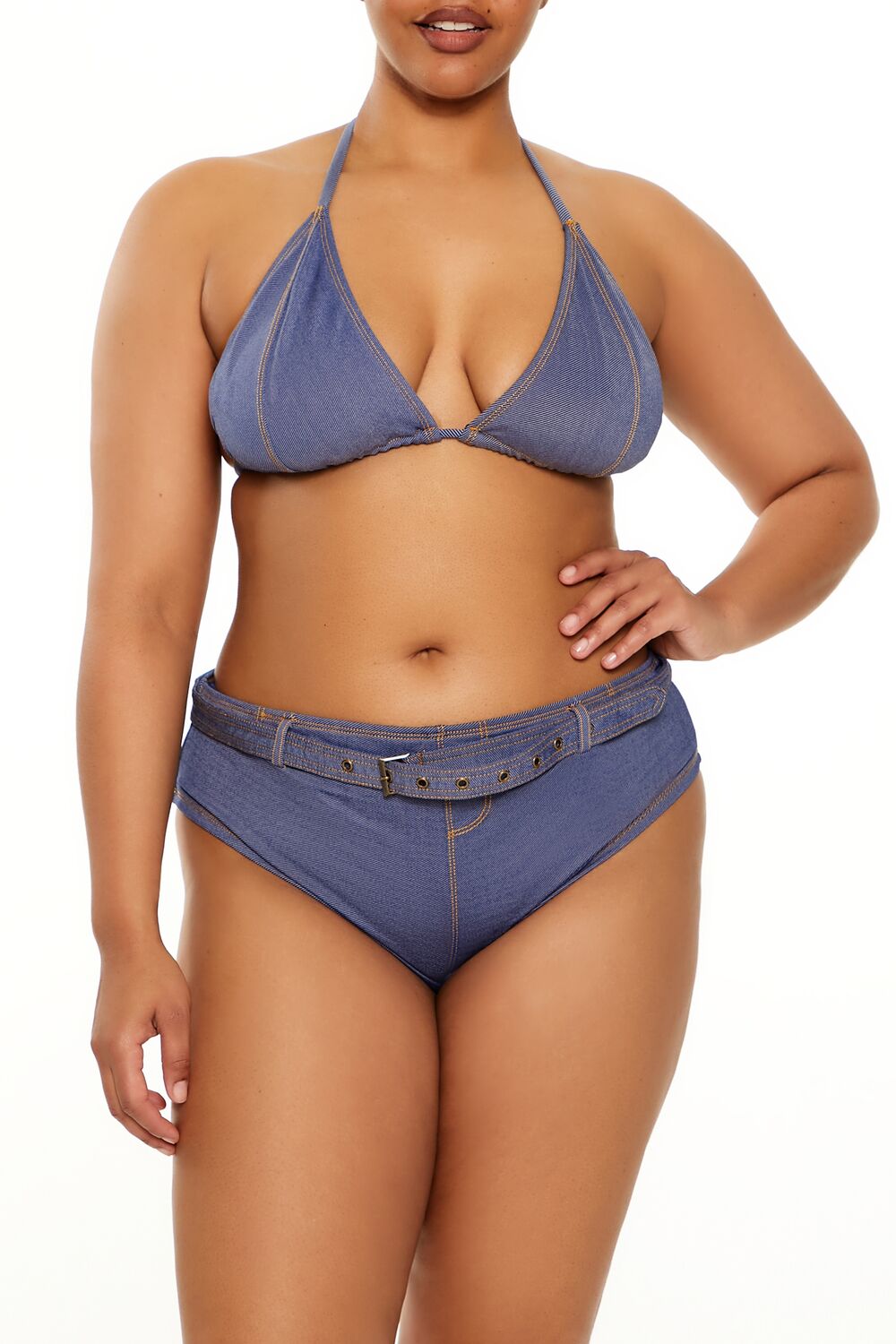 Plus Size Denim Bikini Top