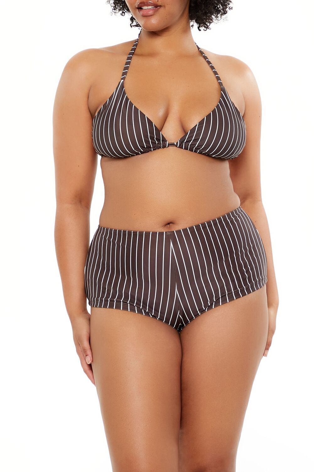 Plus Size Pinstriped Bikini Bottoms - Image 3