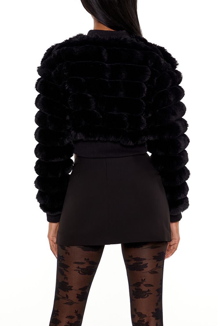 Faux Fur Cropped Bomber Jacket - Image 10