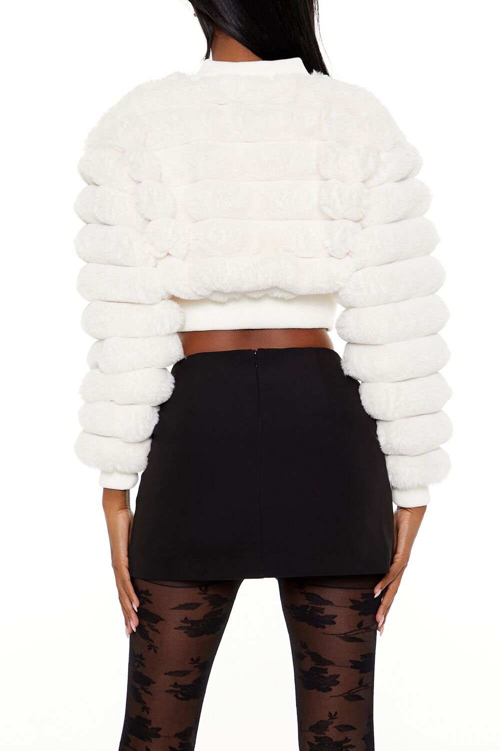 Faux Fur Cropped Bomber Jacket - Image 4
