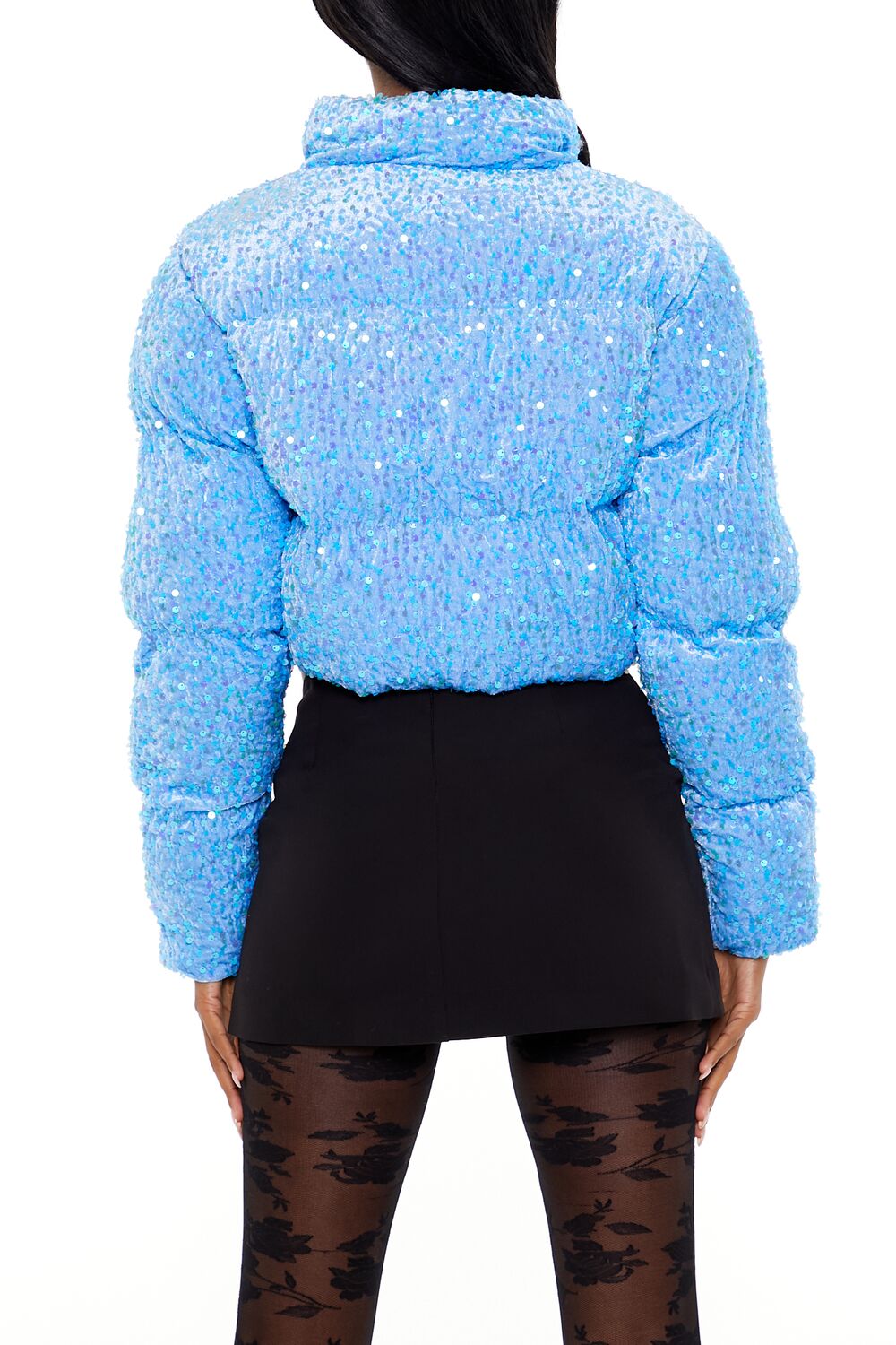 Sequin Faux Fur Puffer Jacket - Image 10