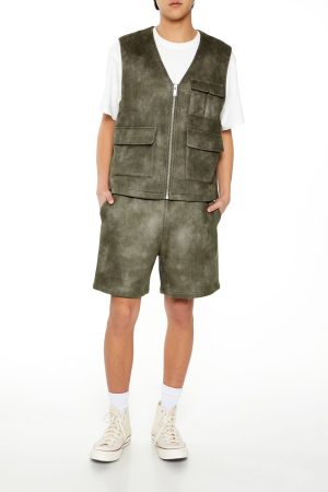 Oil Wash Faux Suede Shorts