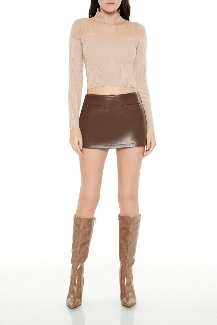 Mock Neck Sweater-Knit Crop Top - Image 2