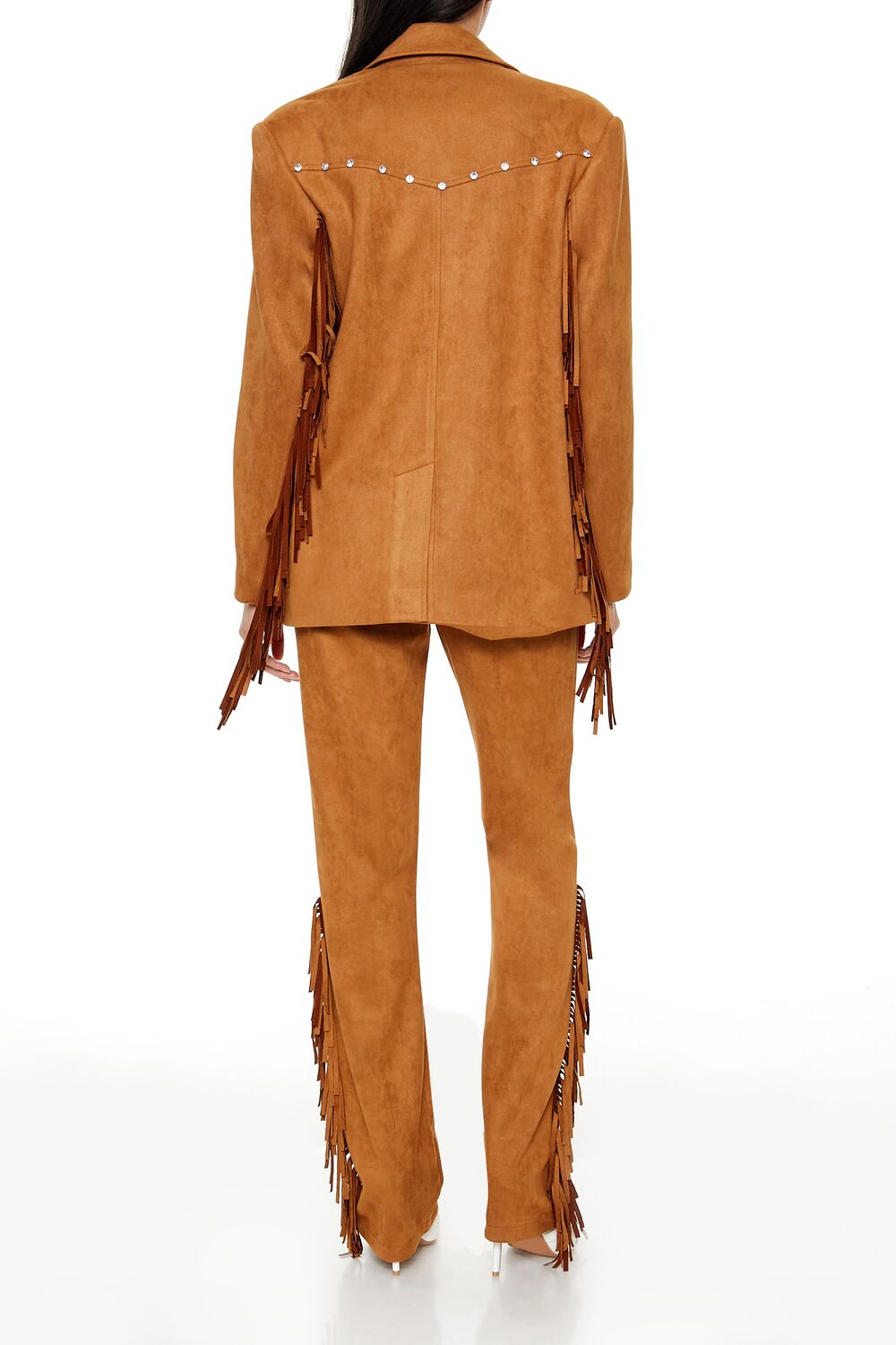 Rhinestone Fringe Faux Suede Pants - Image 4