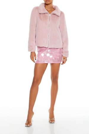 Faux Fur Zip-Up Coat