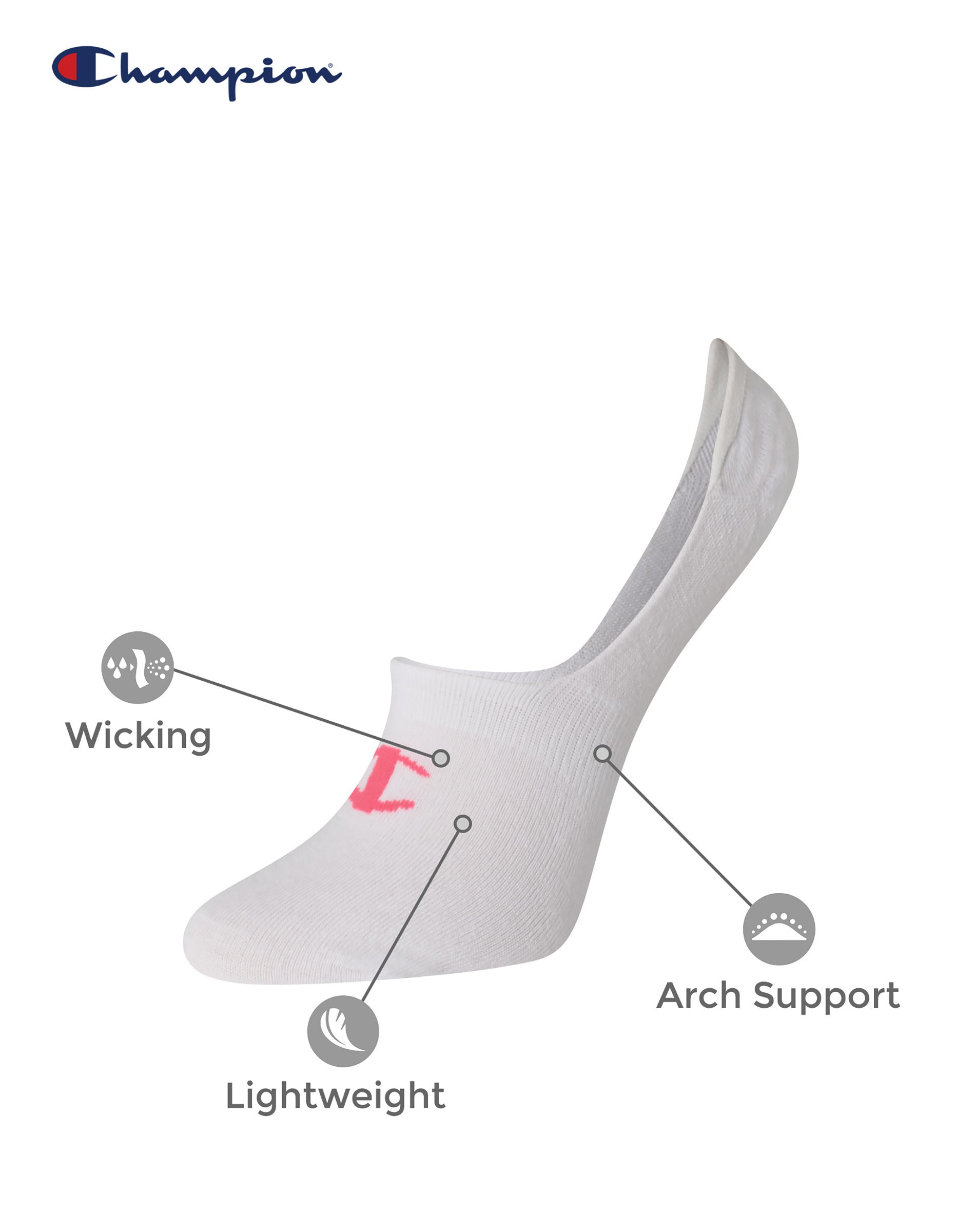 Champion Women's 6 Pack Invisible Liner Socks - Image 4