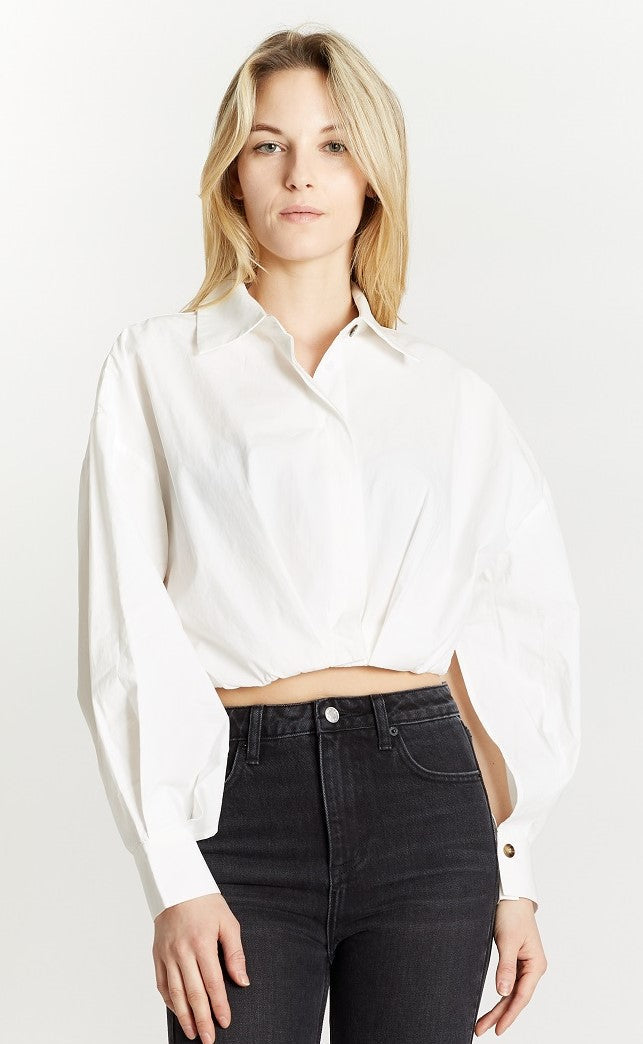 Cropped Blouse with Button Cuffs - Image 4