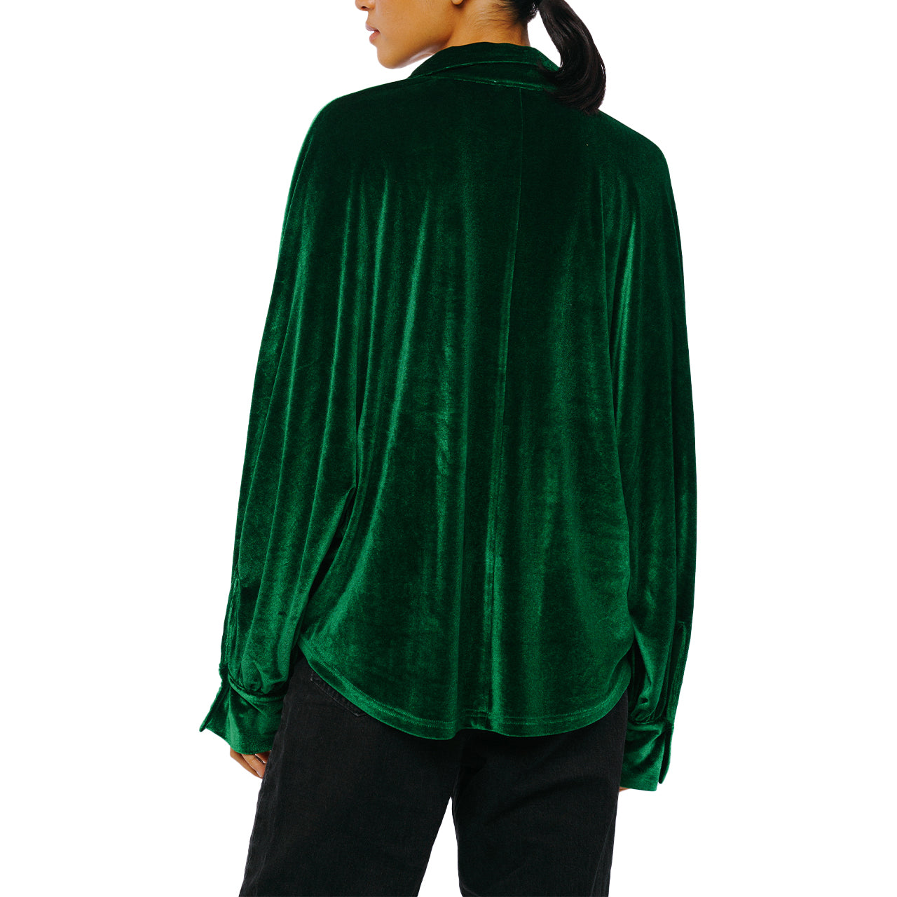 Amira Oversized Button Down Velvet Top - Image 2