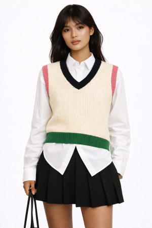 Colorblock V-Neck Sweater Vest