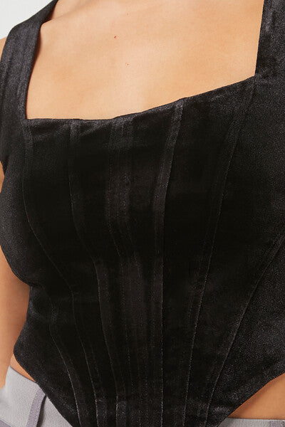 Velvet Bustier Cropped Tank Top - Image 5