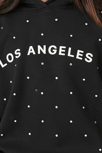 Girls Rhinestone Los Angeles Hoodie (Kids) - Image 5