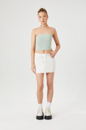 Seamed Denim Mini Skirt
