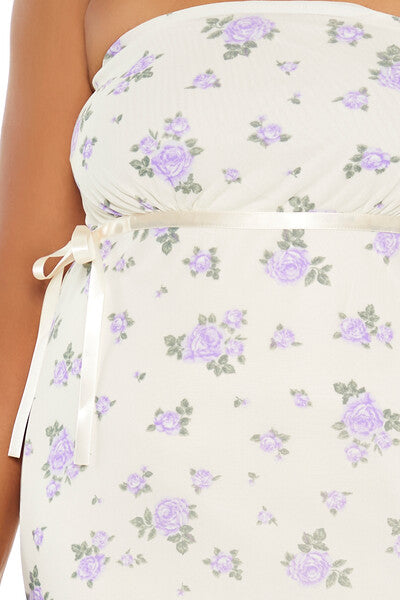 Plus Size Floral Bow Tube Mini Dress - Image 5