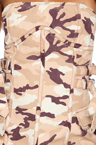 Camo Bustier Tube Mini Dress - Image 5