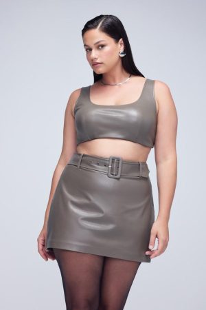 Plus Size Faux Leather Crop Top