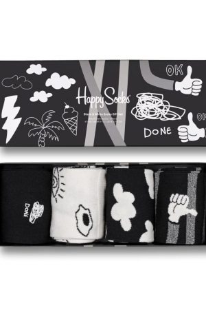 4-Pack Black And White Socks Gift Set Multi
